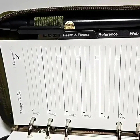 Mundi planner purse organizer green crocodile print w. calculator leather… - Picture 7 of 16